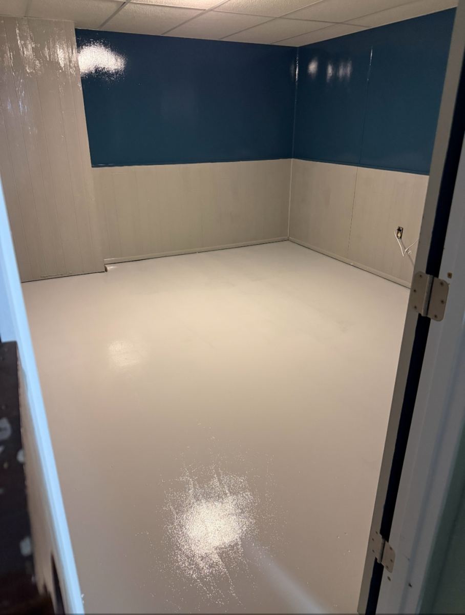 first coat of floor paint